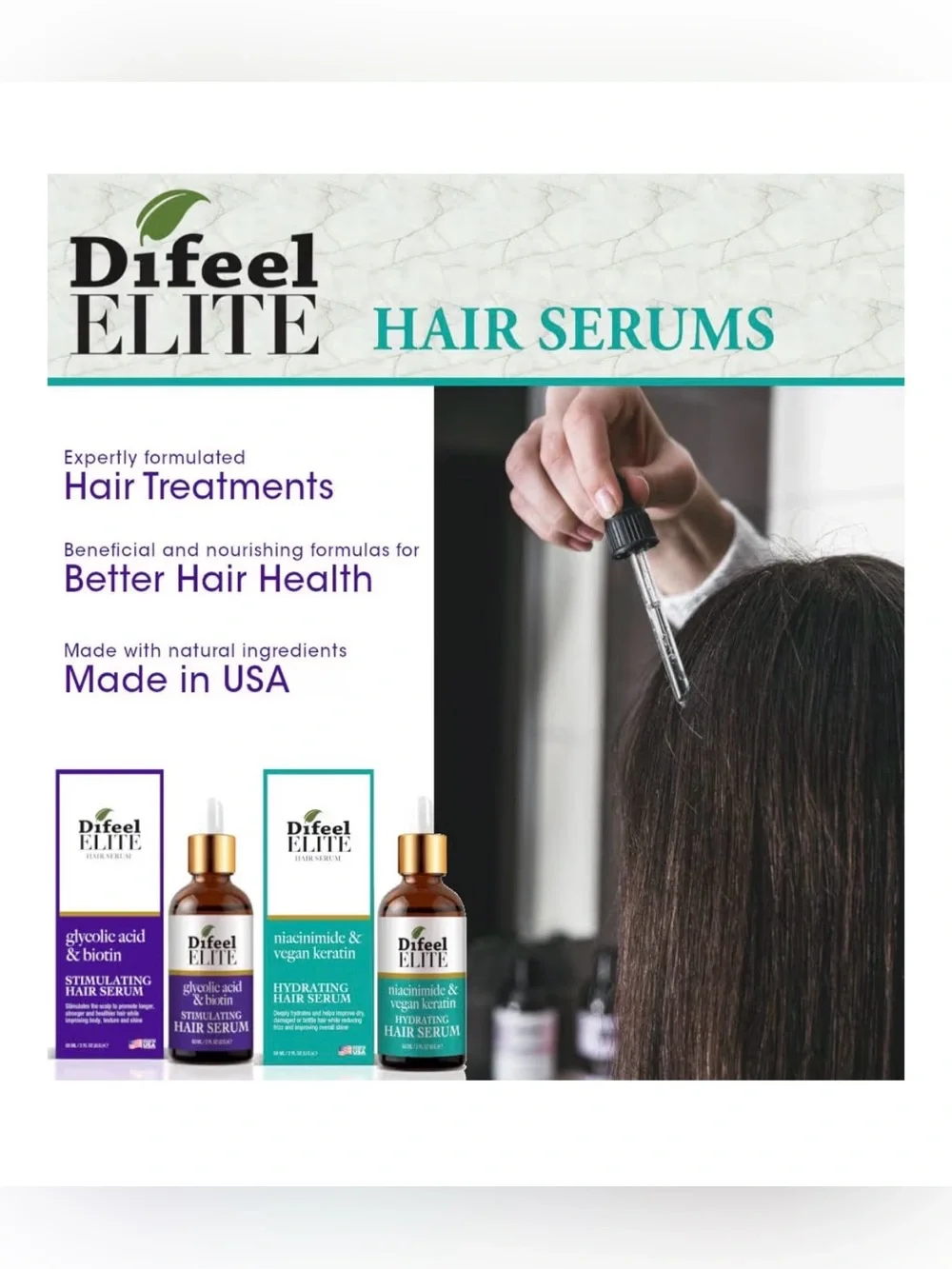 5/$35 NWT Difeel Elite - Vegan Niacinamide + Keratin Hydrating Hair Serum